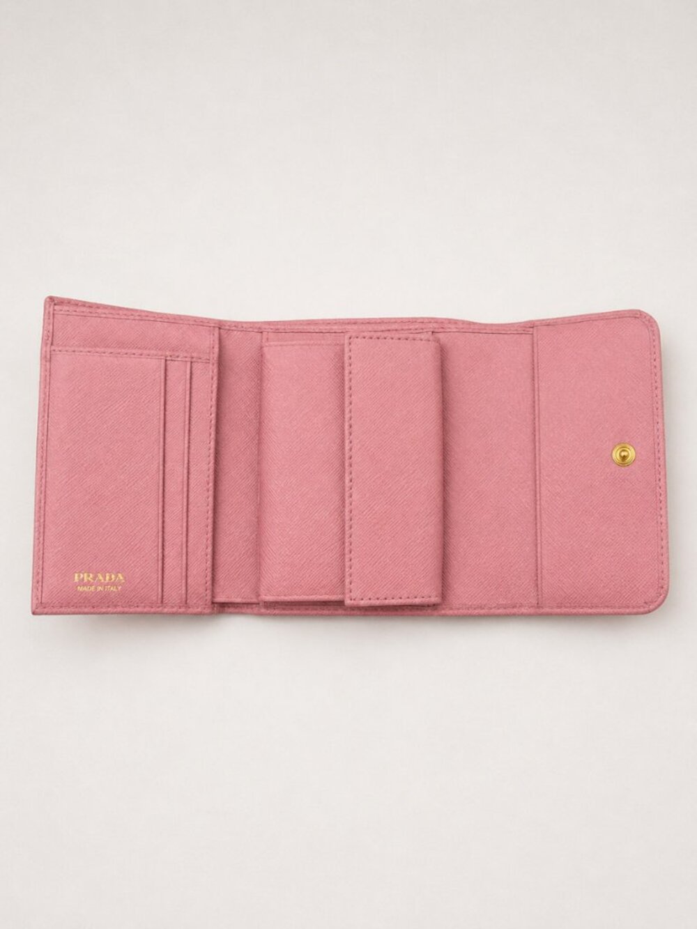 Prada Pink Saffiano Leather Bow Flap Trifold Wallet - Picture 5 of 12